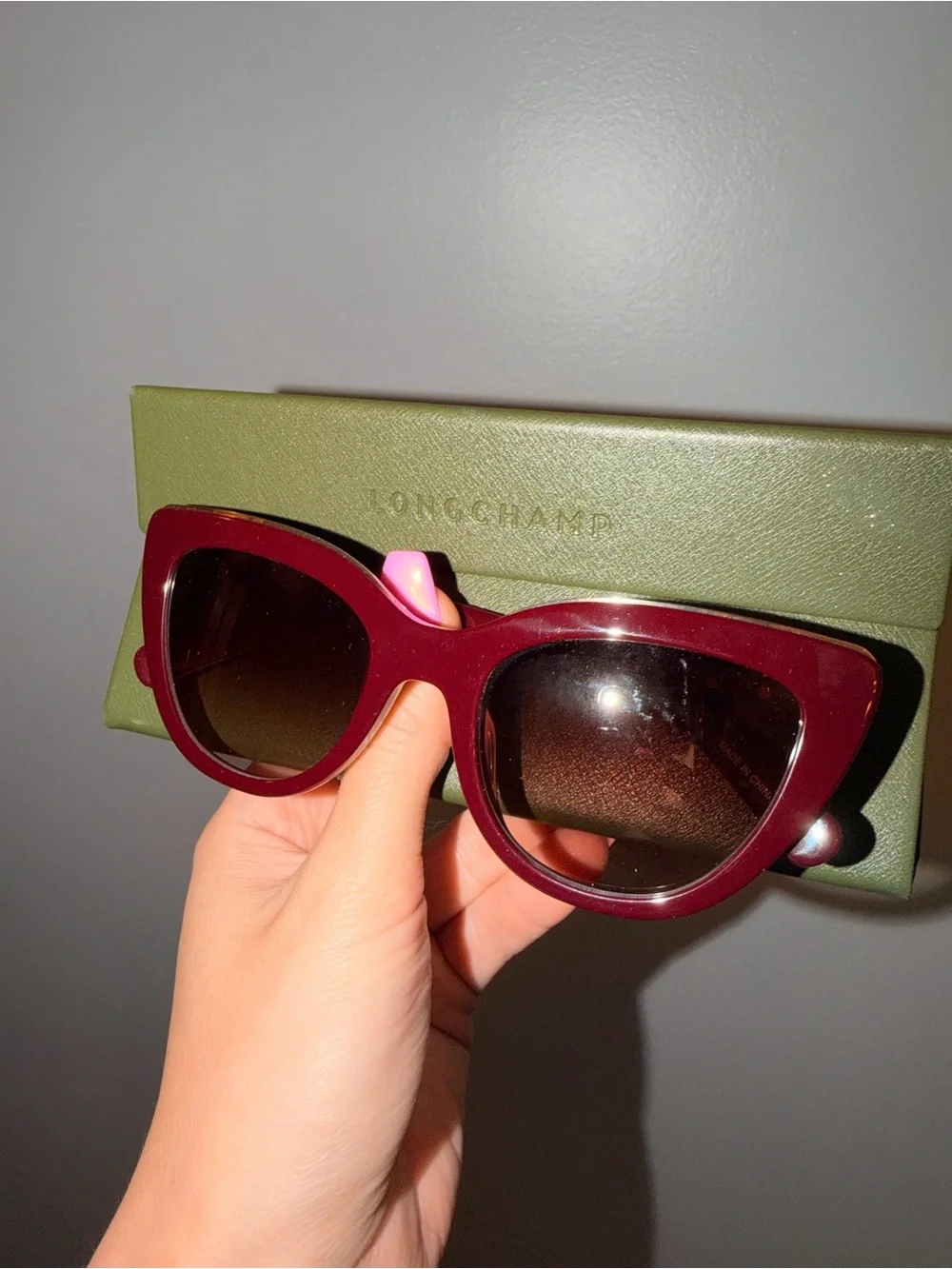 Longchamp Maroon Cat-Eye Sunglasses